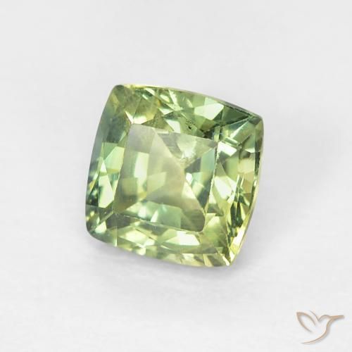 Zaffiro Verde oliva naturale da 0.69 ct, Cuscino, VS