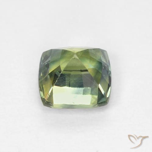 Zaffiro Verde oliva naturale da 0.69 ct, Cuscino, VS