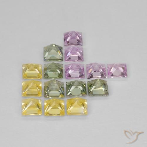 Gemme di Zaffiro Multicolore naturale da 3.01 ct, Quadrato, VS