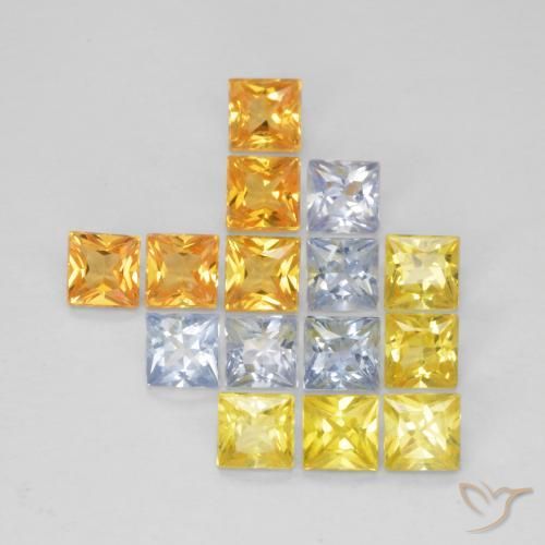Gemme di Zaffiro Multicolore naturale da 2.69 ct, Quadrato, VS