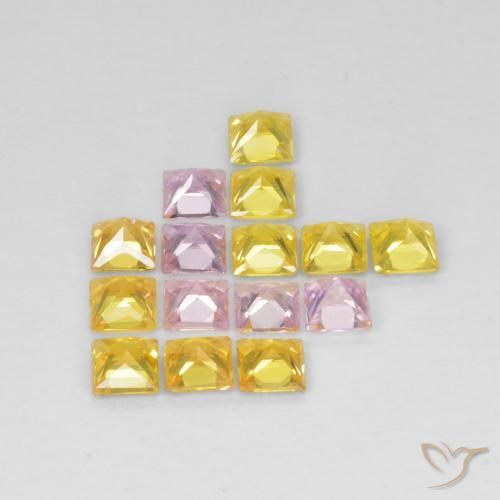 Gemme di Zaffiro Multicolore naturale da 1.88 ct, Quadrato, VS
