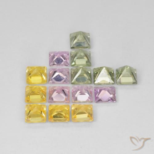 Gemme di Zaffiro Multicolore naturale da 3.35 ct, Quadrato, VS