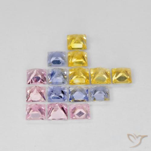 Gemme di Zaffiro Multicolore naturale da 2.62 ct, Quadrato, VS