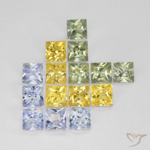3.29ctw Naturale Multicolore Zaffiro, Quadrato, VS