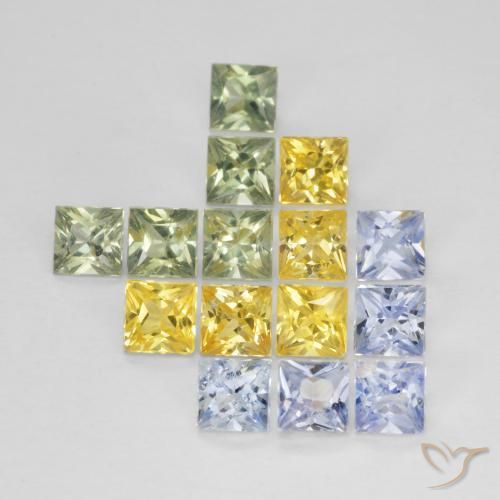 Gemme di Zaffiro Multicolore naturale da 3.29 ct, Quadrato, VS