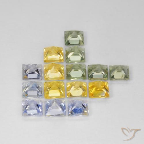Gemme di Zaffiro Multicolore naturale da 3.29 ct, Quadrato, VS