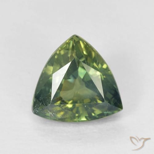 0.89ct Naturale Verde giallastro Zaffiro, Taglio trillion, VS