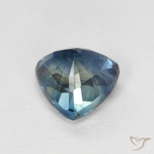 Zaffiro Teal-blu naturale da 0.90 ct, Taglio trillion, VS