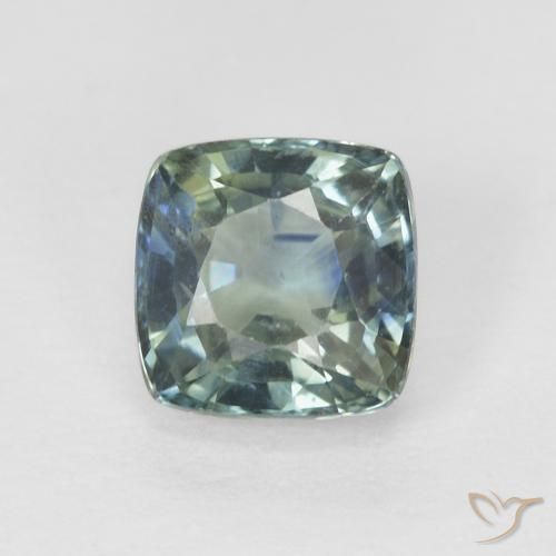 0.89ct Naturale Blu Medio Verde Zaffiro, Cuscino, VS