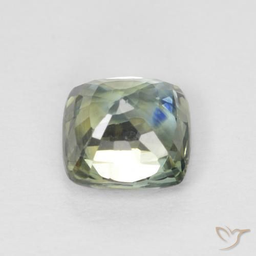 Zaffiro Blu Medio Verde naturale da 0.89 ct, Cuscino, VS