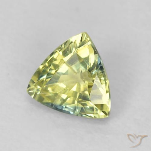 Zaffiro Verde giallastro naturale da 0.44 ct, Taglio trillion, VS
