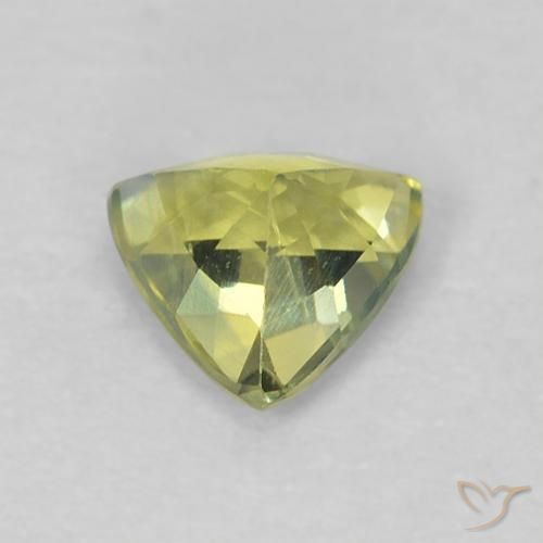 Zaffiro Verde giallastro naturale da 0.44 ct, Taglio trillion, VS