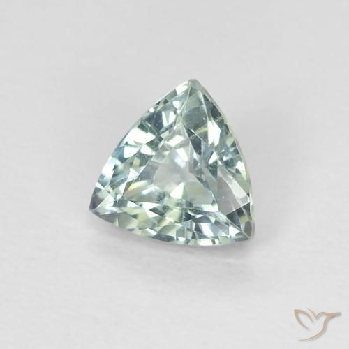 Zaffiro Verde bluastro chiaro naturale da 0.65 ct, Taglio trillion, VS