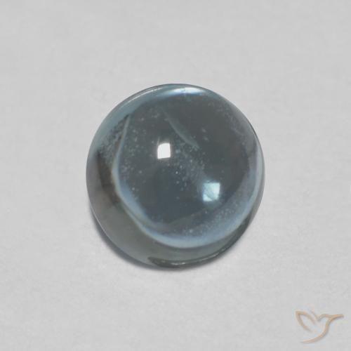 Zaffiro Grigio Blu Verde naturale da 0.51 ct, Rotondo, Trasparente