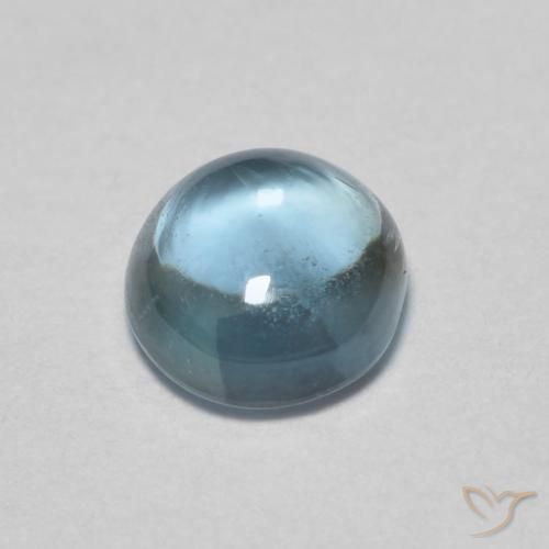 Zaffiro Grigio Blu Verde naturale da 0.51 ct, Rotondo, Trasparente