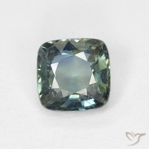 0.61ct Naturale Verde bluastro Zaffiro, Cuscino, VVS-VS