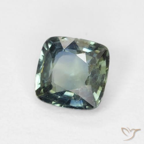 Zaffiro Verde bluastro naturale da 0.61 ct, Cuscino, VVS-VS