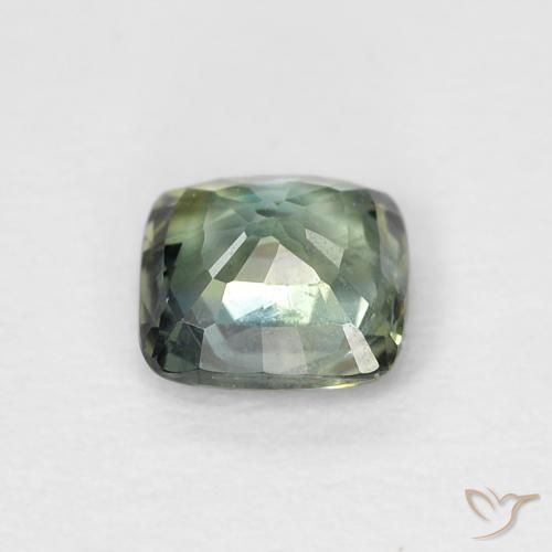 Zaffiro Verde bluastro naturale da 0.61 ct, Cuscino, VVS-VS
