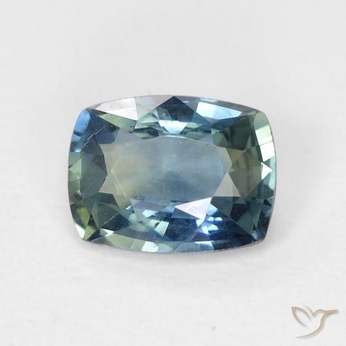 0.90ct Naturale Teal-blu Zaffiro, Cuscino, VVS-VS