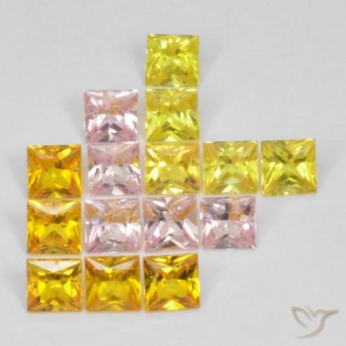 Gemme di Zaffiro Multicolore naturale da 2.28 ct, Quadrato, VS