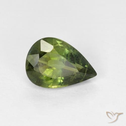 Zaffiro Medium Light Green naturale da 0.97 ct, Forma a pera, VS
