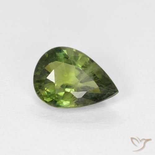 Zaffiro Verde scuro naturale da 0.88 ct, Forma a pera, VS-SI