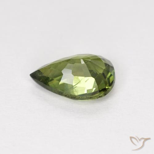 Zaffiro Verde scuro naturale da 0.88 ct, Forma a pera, VS-SI