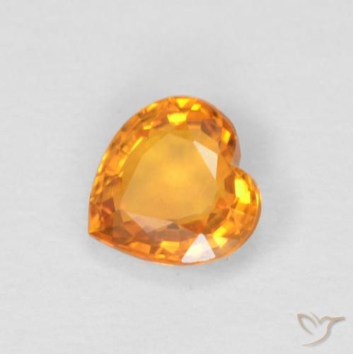 0.43ct Naturale Arancione brillante Zaffiro, Cuore, VVS-VS