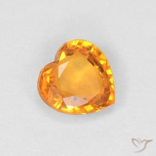 Zaffiro Arancione brillante naturale da 0.43 ct, Cuore, VVS-VS