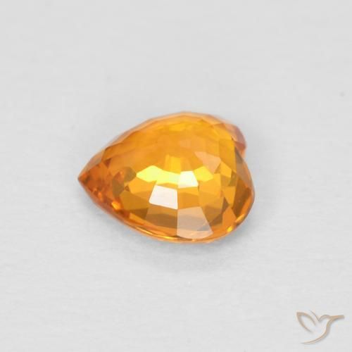 Zaffiro Arancione brillante naturale da 0.43 ct, Cuore, VVS-VS