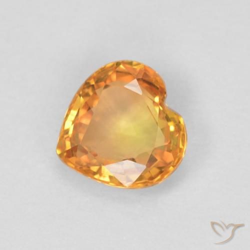 0.46ct Naturale Arancio Intenso Zaffiro, Cuore, VVS-VS