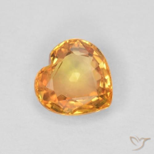 Zaffiro Arancio Intenso naturale da 0.46 ct, Cuore, VVS-VS