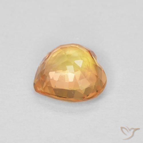 Zaffiro Arancio Intenso naturale da 0.46 ct, Cuore, VVS-VS