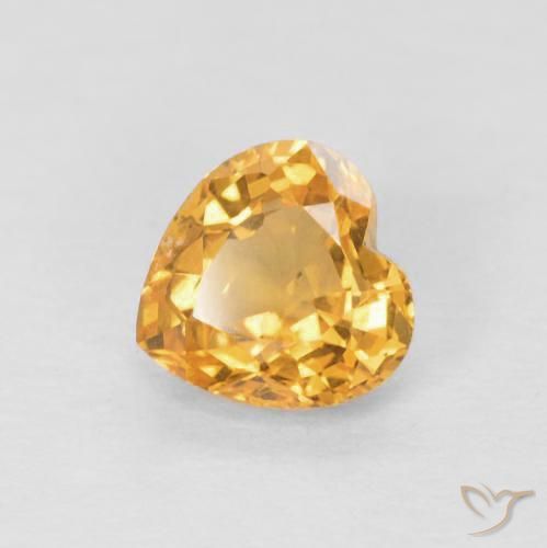 Zaffiro Arancio Medio naturale da 0.49 ct, Cuore, VVS-VS