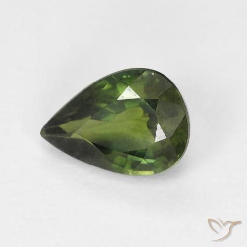 1.03ct Naturale Verde foresta Zaffiro, Forma a pera, VS