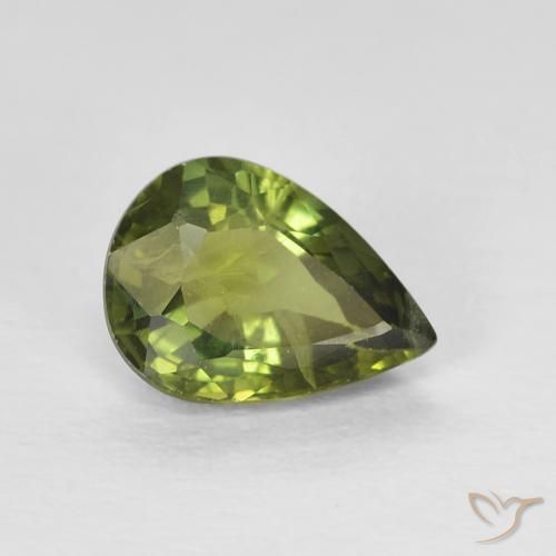 Zaffiro Medium Dark-Green naturale da 0.97 ct, Forma a pera, VS