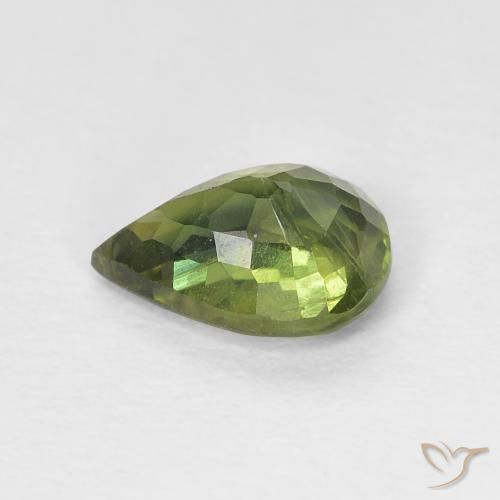 Zaffiro Medium Dark-Green naturale da 0.97 ct, Forma a pera, VS