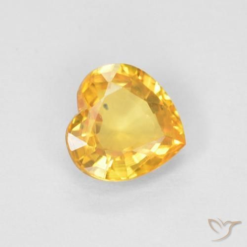 Zaffiro Dorato medio naturale da 0.47 ct, Cuore, VVS-VS