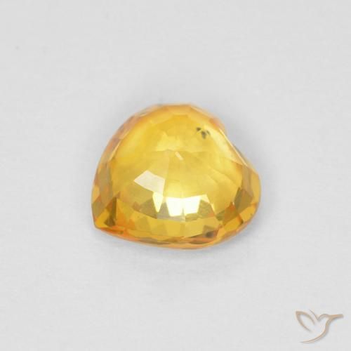 Zaffiro Dorato medio naturale da 0.47 ct, Cuore, VVS-VS