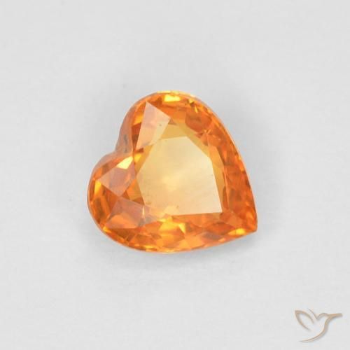 0.47ct Naturale Arancione rossastra Zaffiro, Cuore, VVS