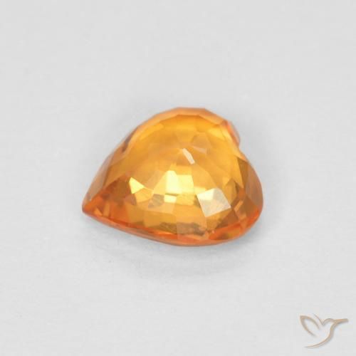 Zaffiro Arancione rossastra naturale da 0.47 ct, Cuore, VVS