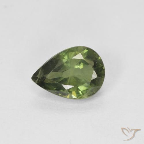 0.99ct Naturale Verde terroso Zaffiro, Forma a pera, VS-SI, Photo A