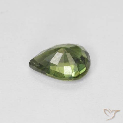 Zaffiro Verde terroso naturale da 0.99 ct, Forma a pera, VS-SI