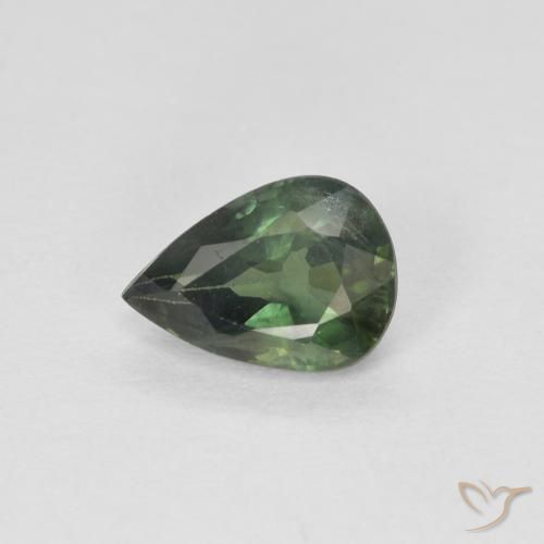 0.88ct Naturale Verde foresta Zaffiro, Forma a pera, VS-SI