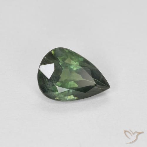 Zaffiro Verde foresta naturale da 0.88 ct, Forma a pera, VS-SI