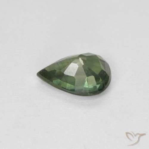 Zaffiro Verde foresta naturale da 0.88 ct, Forma a pera, VS-SI