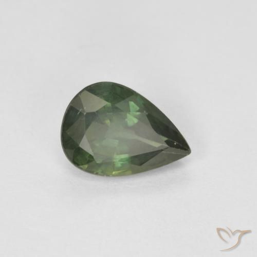 0.92ct Naturale Verde scuro Zaffiro, Forma a pera, VS