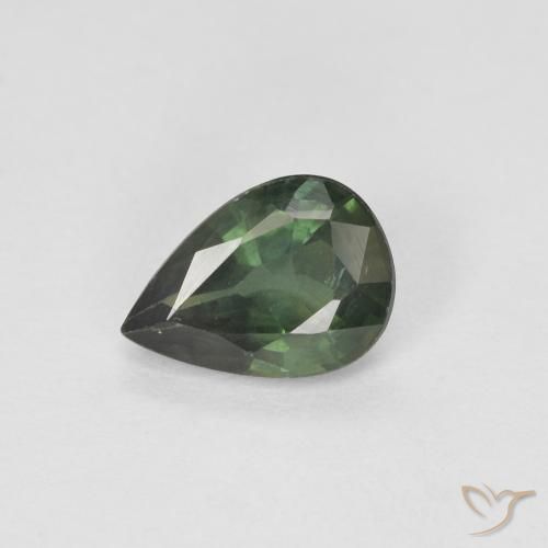 Zaffiro Verde scuro naturale da 0.92 ct, Forma a pera, VS
