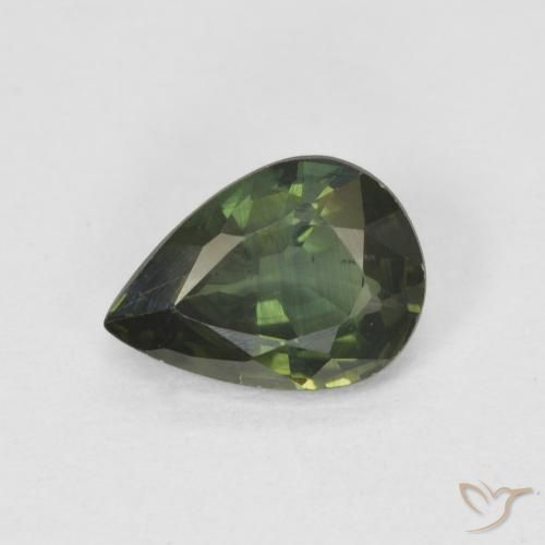 0.89ct Naturale Verde medio Zaffiro, Forma a pera, VS