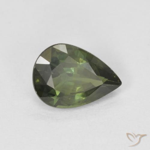 Zaffiro Verde medio naturale da 0.89 ct, Forma a pera, VS